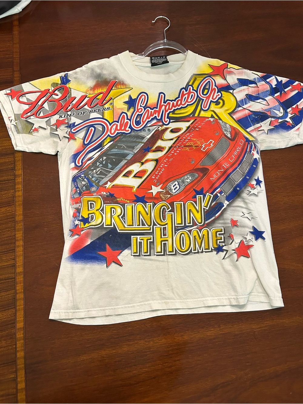 Chase Authentics White Graphic Tee with Red, Blue, Yellow Accents